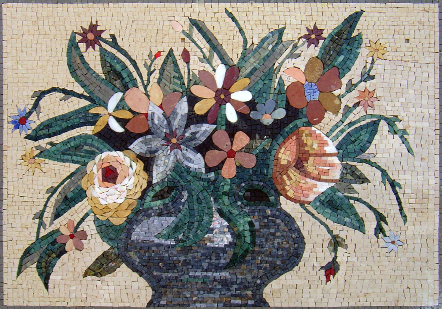 Handmade Marble Mosaic Flower Vase: Wall Art Decor (32"x22")