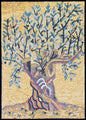 28″×20″ Blue & White Leaf Tree Border Mosaic – Handmade Marble Tile Trim, Customization available