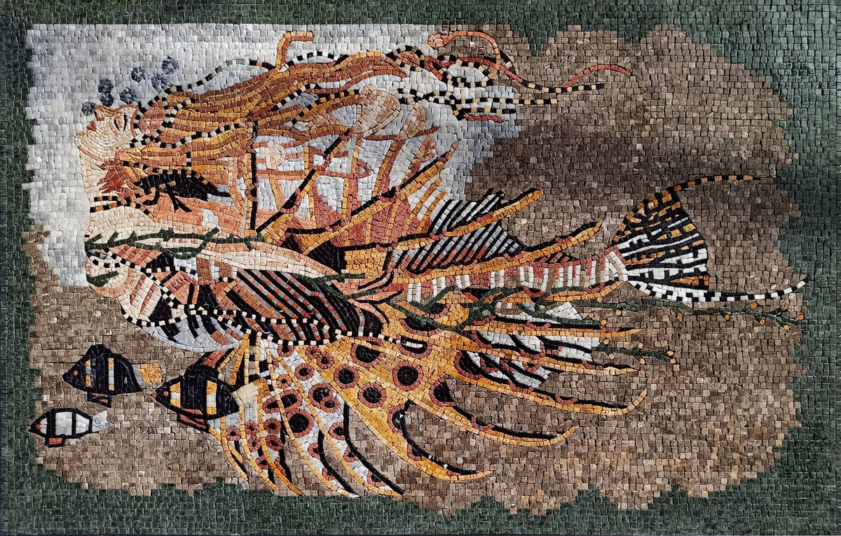 Handmade Mermaid Mosaic Backsplash: Sea Life Marble Art Tile