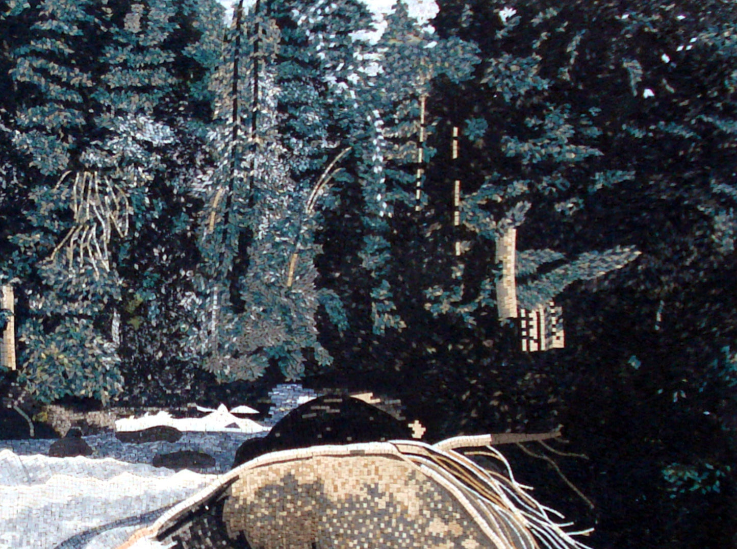 Handmade Marble Mosaic Tile: Forest Waterfall Wall Art (96” x 68”)