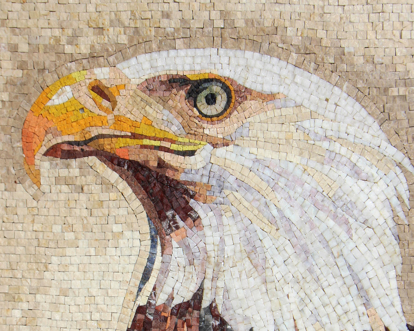 Handmade Eagle Mosaic Backsplash: Marble Stone Wall Art (24” x 20”)
