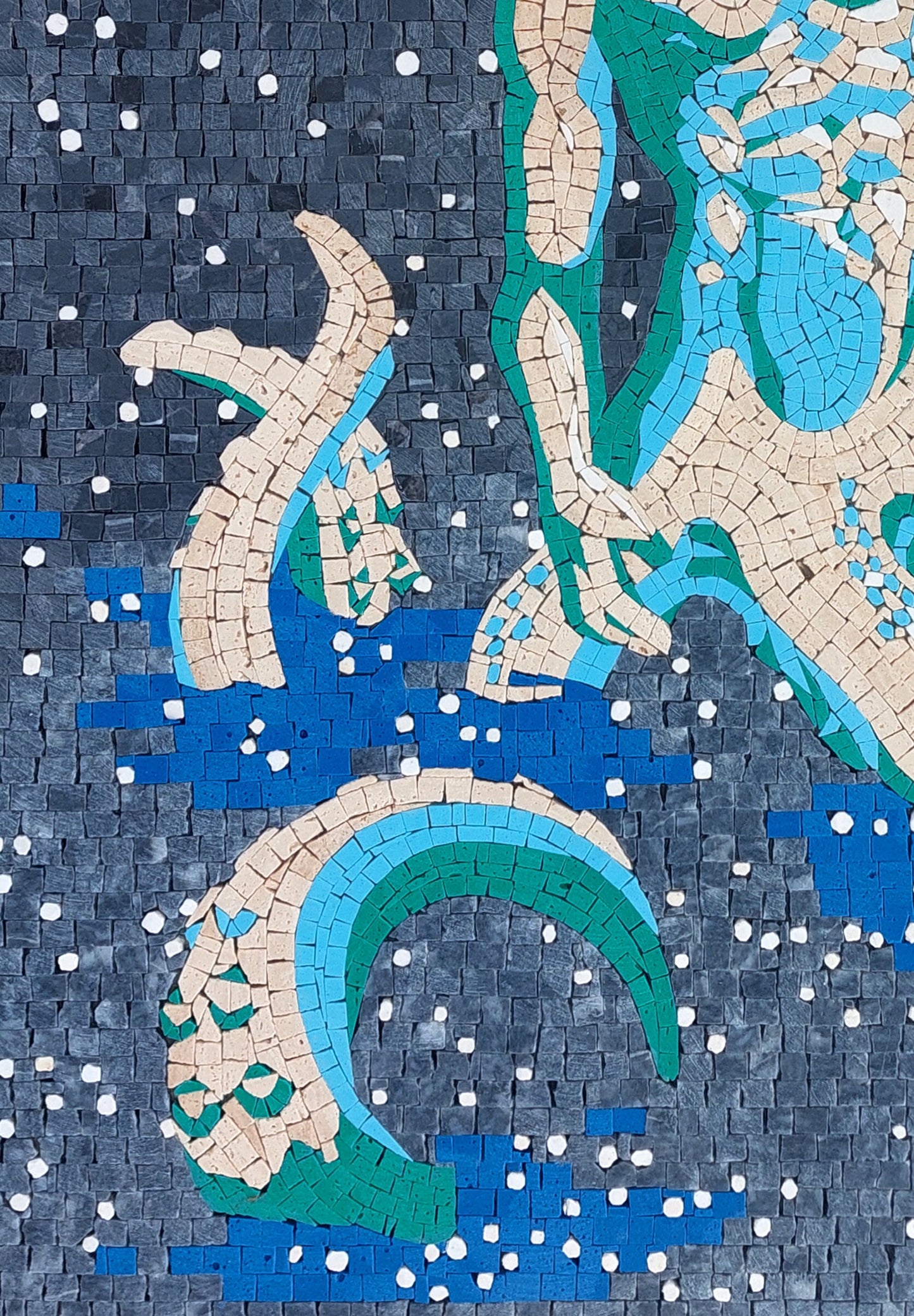 Pisces Zodiac Mosaic Tile Art: Handmade Stone Wall Decor