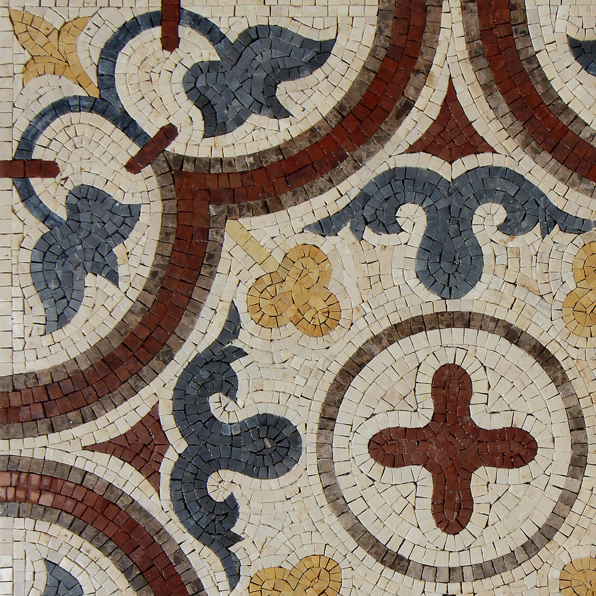 Handmade Marble Mosaic Tile: Geometric Floral Pattern (24x24)