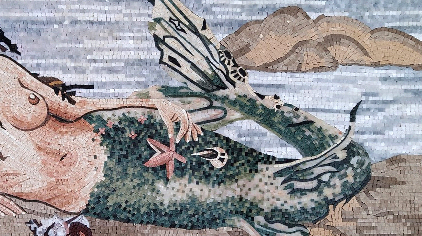 Handmade Mermaid Mosaic Tile Art: Seashore Goddess Decor