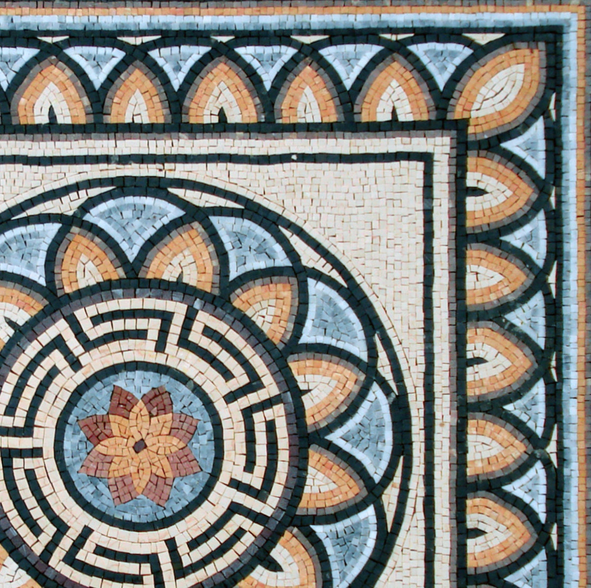 32” MEDALLION MOSAIC TILES | Geometrical Pattern Floral Tiles For House Warming | Tiles For Interior And Outdoor Hallway Entry And Walls