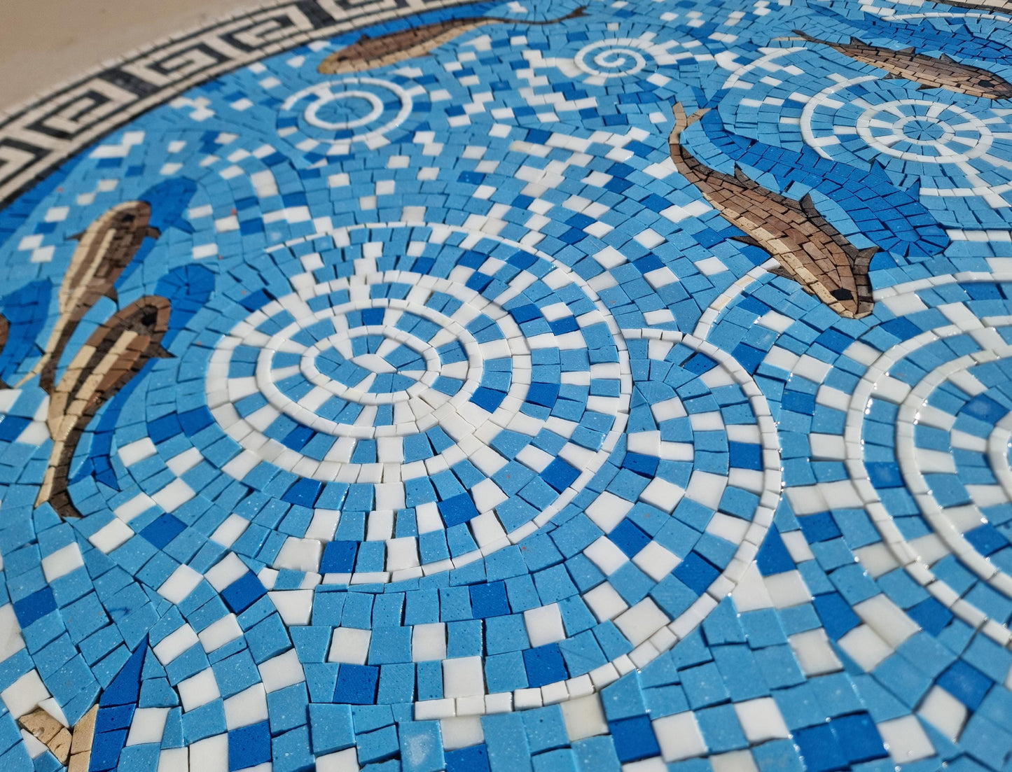 FISH MOSAIC MURALS| Sea Creatures Mosaic Tiles For Home Kitchen And House Warming | Fish Swimming In Pool Art Backsplash For Kitchen Wall