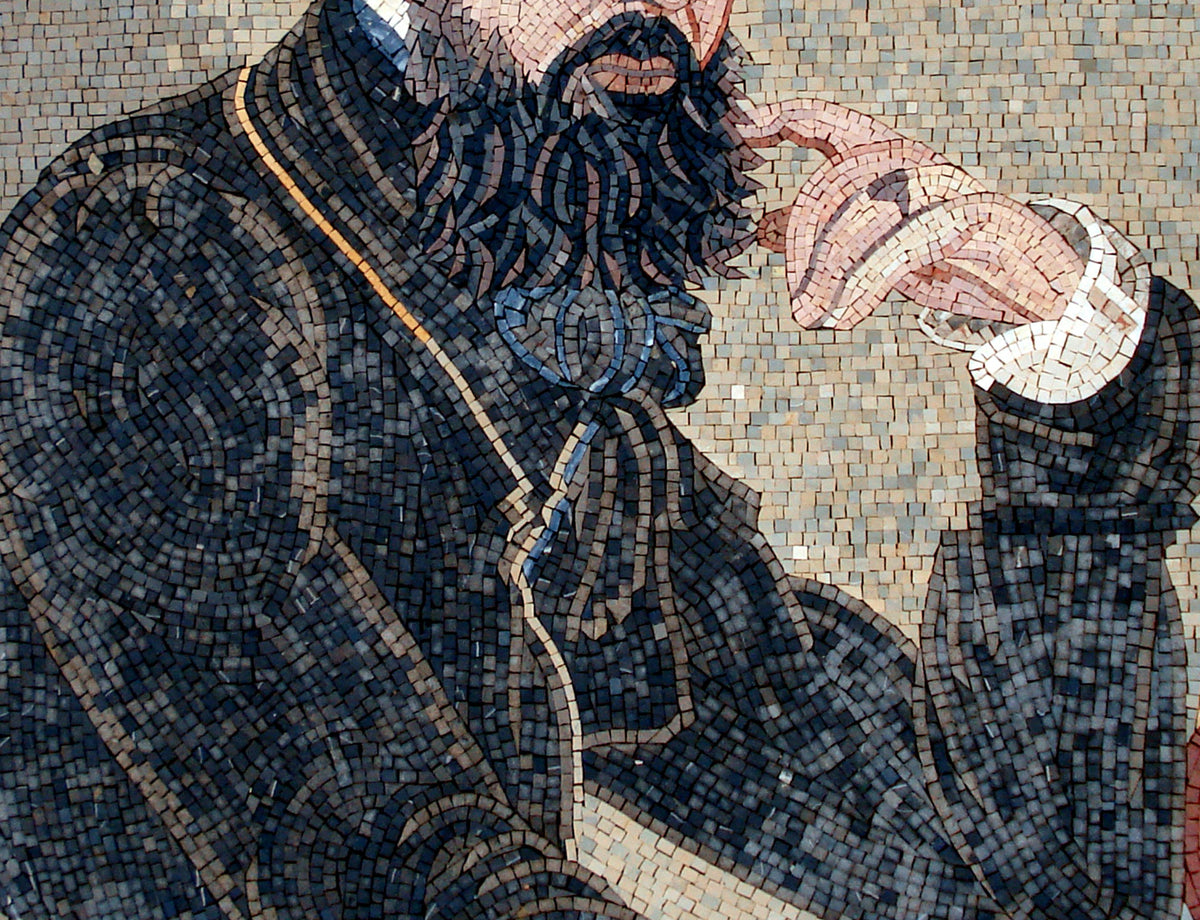 Handmade Portrait Mosaic Mural: Merchant Reproduction Tile Art (52” x 32”)