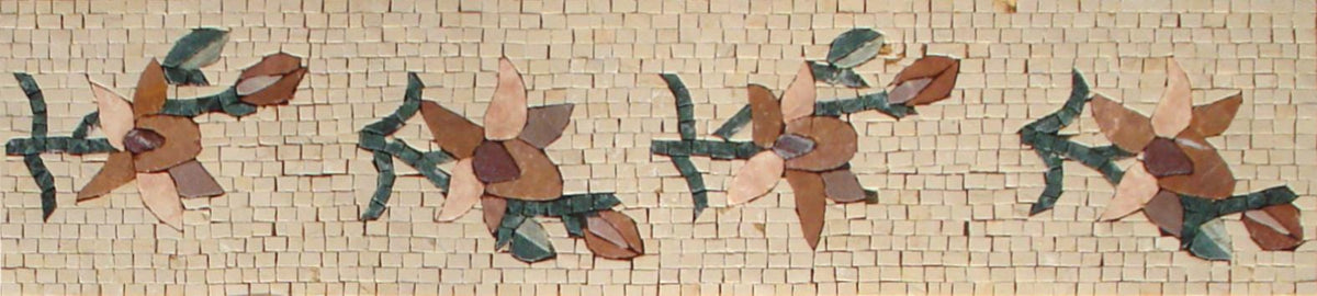 Handmade Marble Mosaic Tile Border: Multicolor Hibiscus Floral Trim