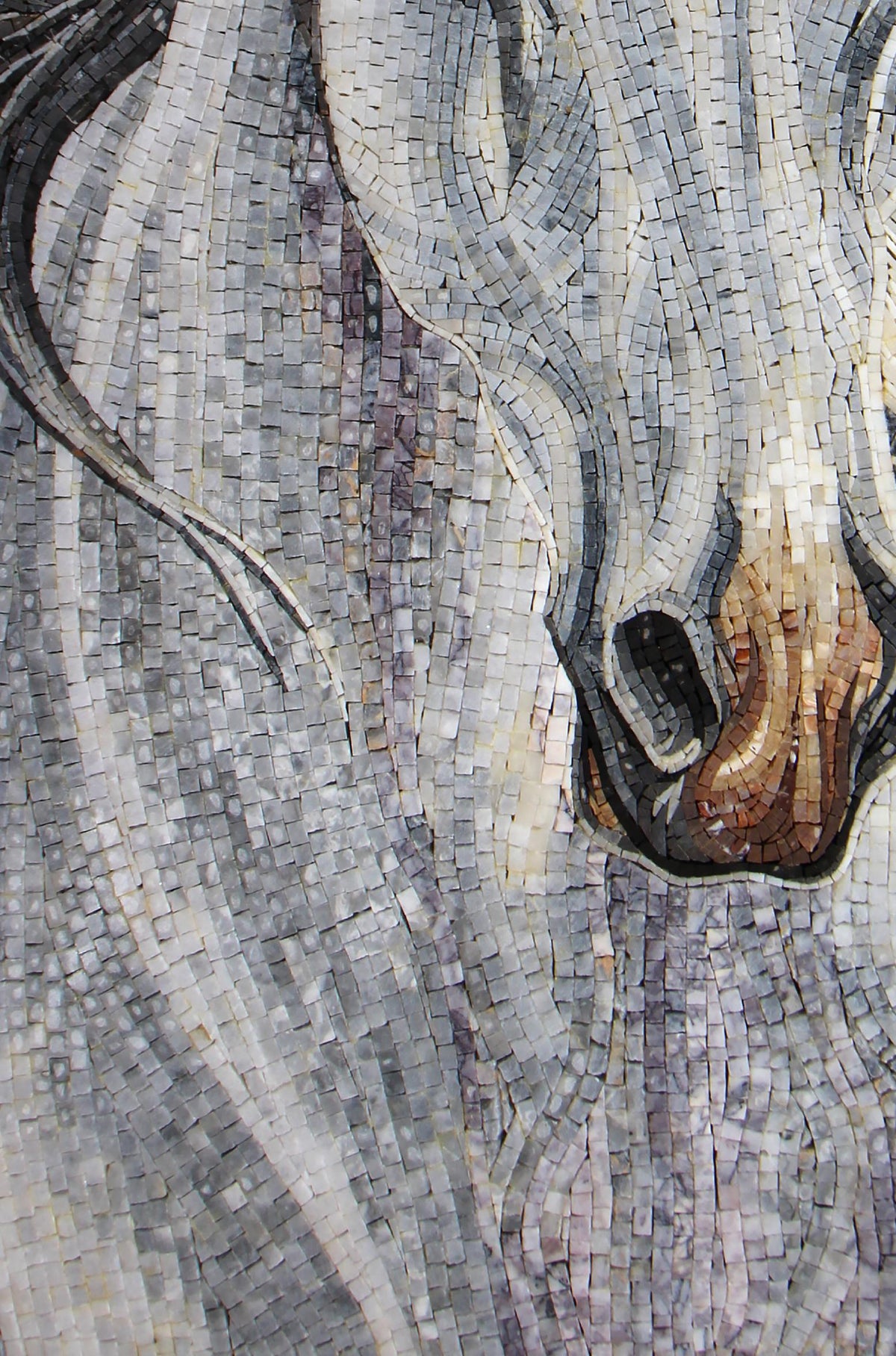 Handmade Marble Mosaic Horse Portrait Mural - Wall Art Decor