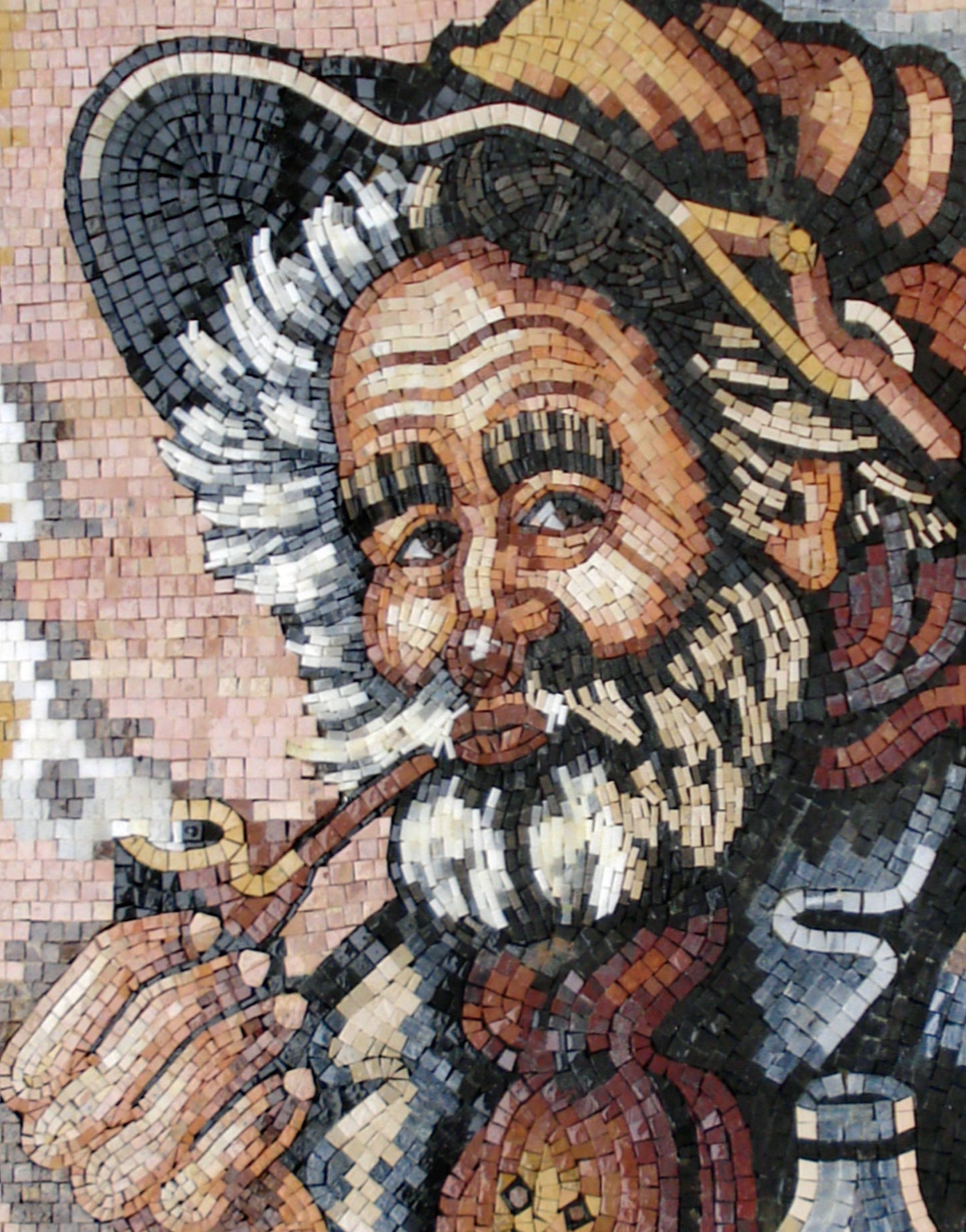 SELURTIS MOSAIC TILES |G. Selurtis Man Smoking Pipe Art Mosaic Tiles For Living Room Walls | Tiles For Interior And Outdoor Walls Decor