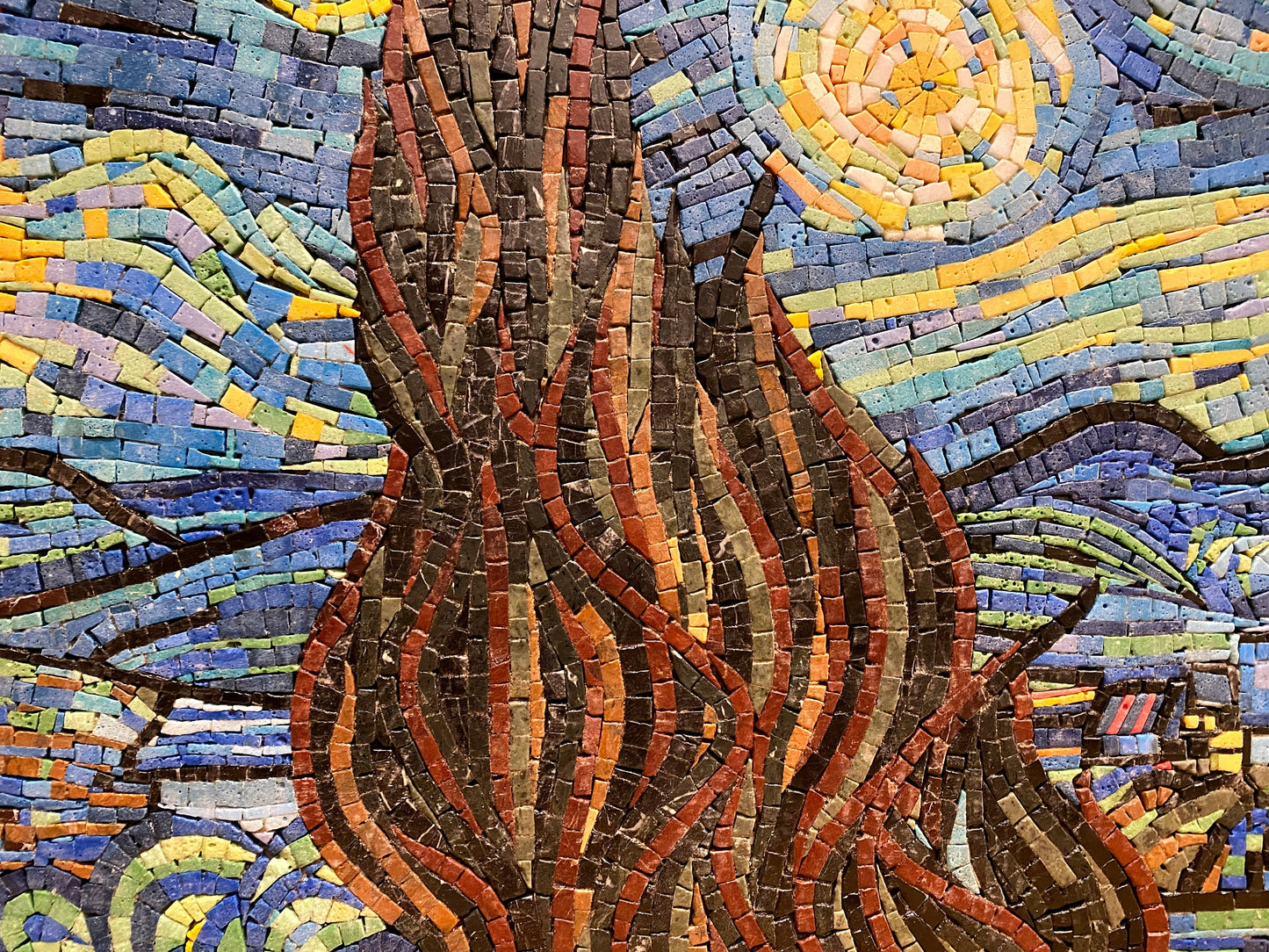 Handmade Marble Mosaic Art: Van Gogh Starry Night Reproduction (40” x 32")