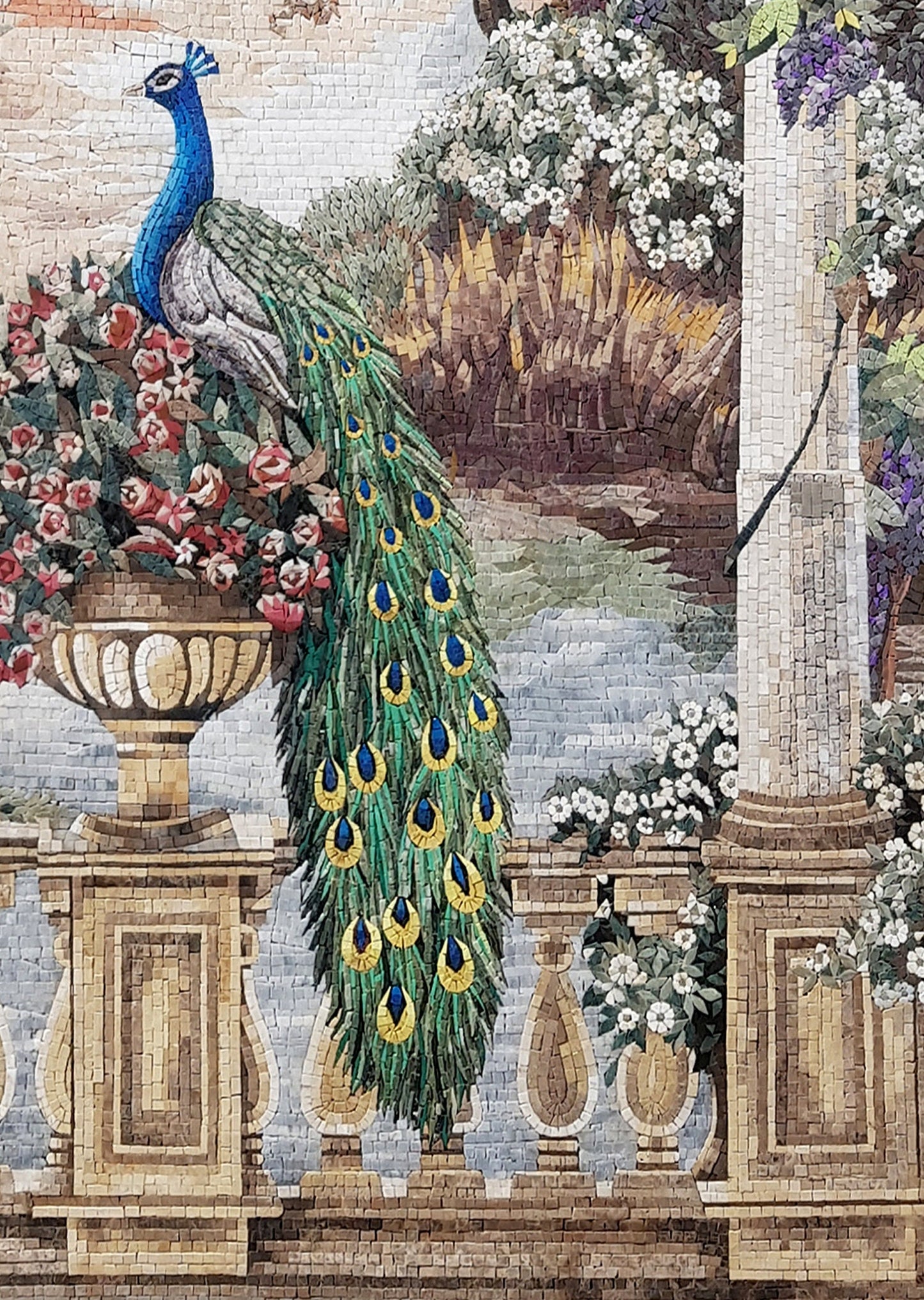 Handmade Peacock Mosaic Tile Art: Indoor/Outdoor Wall Decor