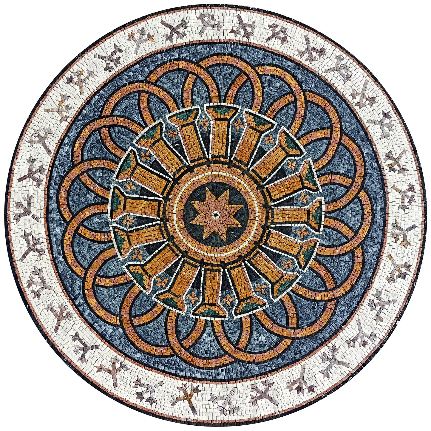 Floral Harmony - Handmade Medallion Marble Mosaic - Stone Décor Art Tile - Customization available