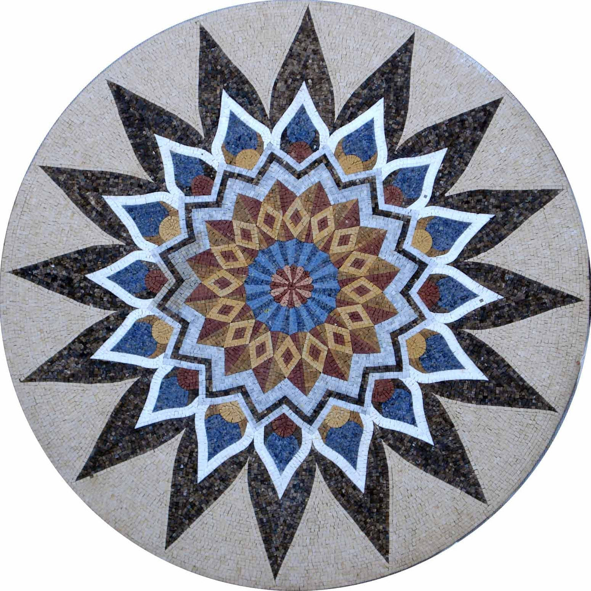 36" Handmade Marble Mosaic Medallion Art Tile Décor