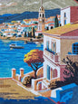 48"x36" Cityscape Mosaic Wall Art - Mountain & Water Scene, Urban Landscape Home Decor, Customization available