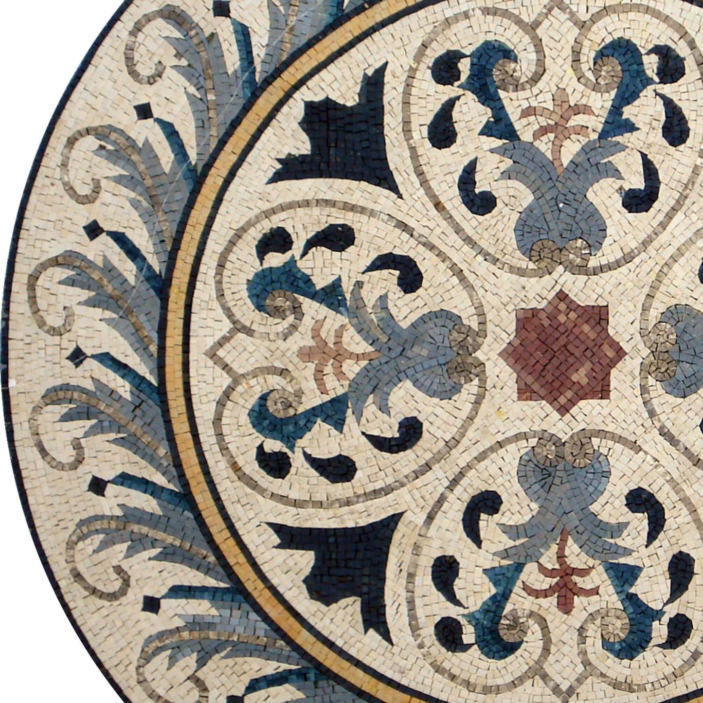 Handmade Marble Mosaic Medallion - 48 Inch Art Tile Décor