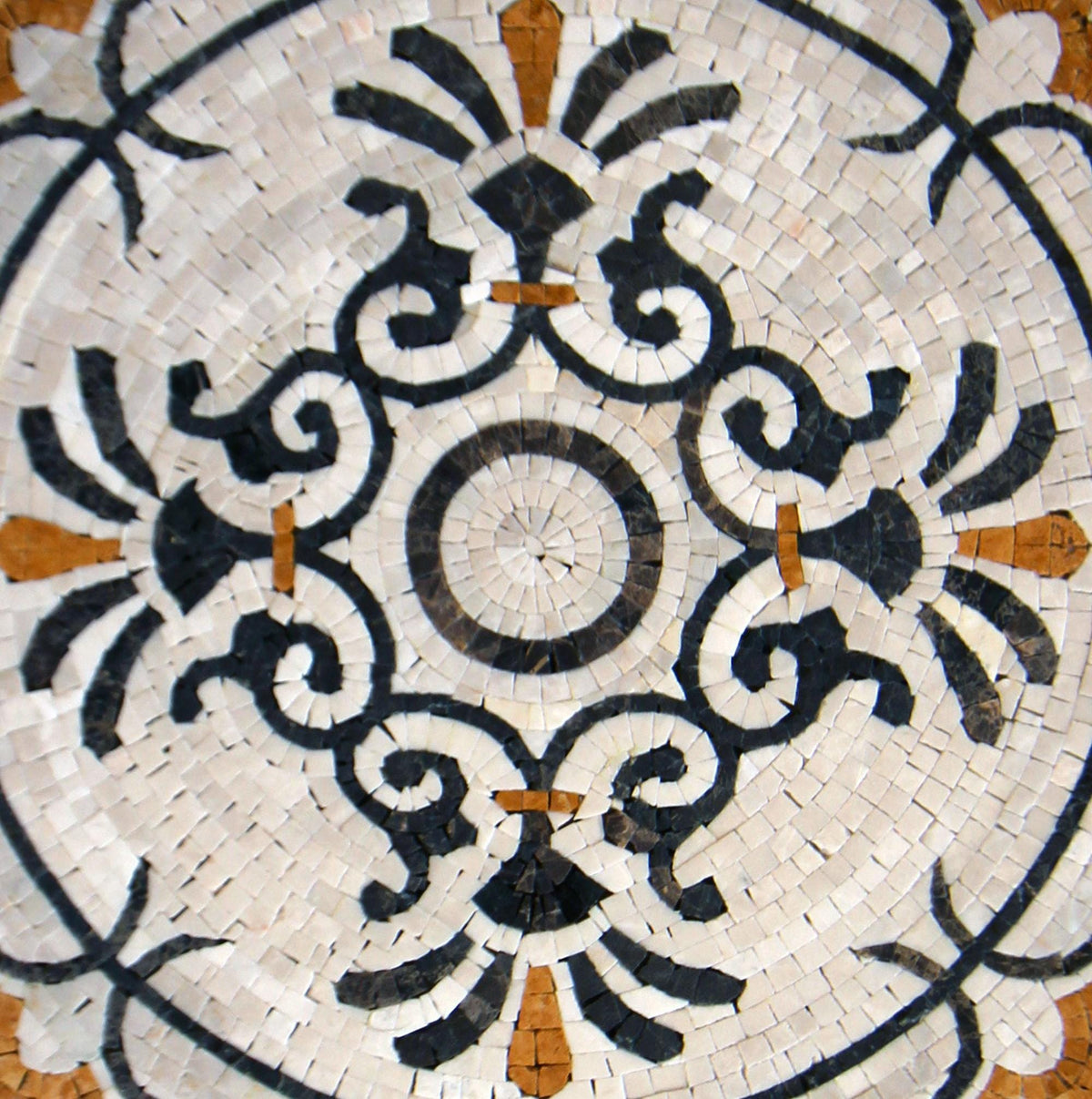 Handmade Marble Mosaic Medallion: 20-Inch Round Stone Tile Art