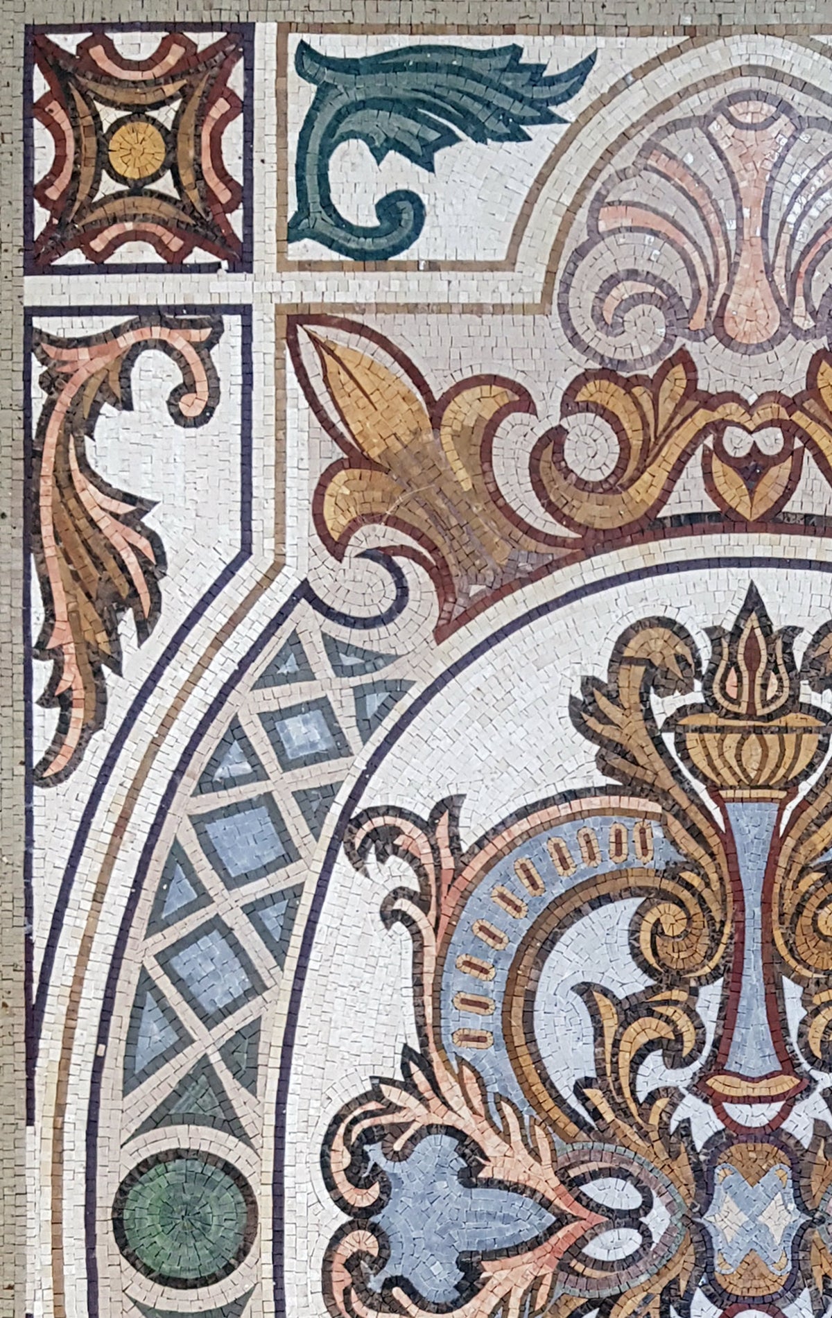 Floral Marble Mosaic Tile Rug: Handmade Art Nouveau Decor (72” x 48”)