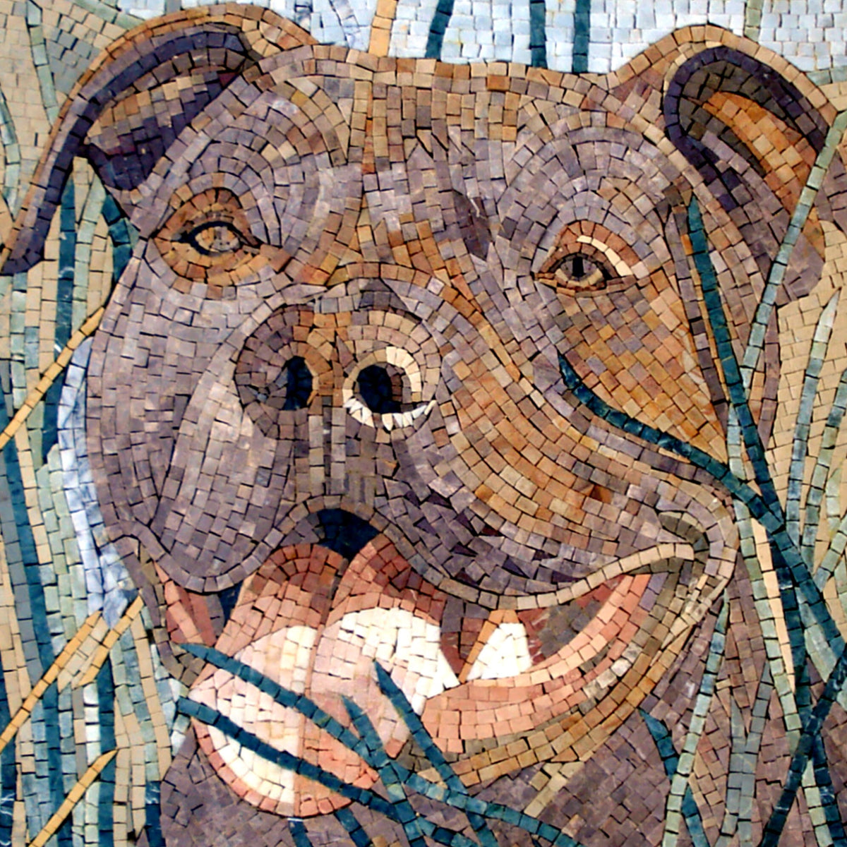 Handmade Bulldog Mosaic Tile Art: Marble Stone Pet Portrait