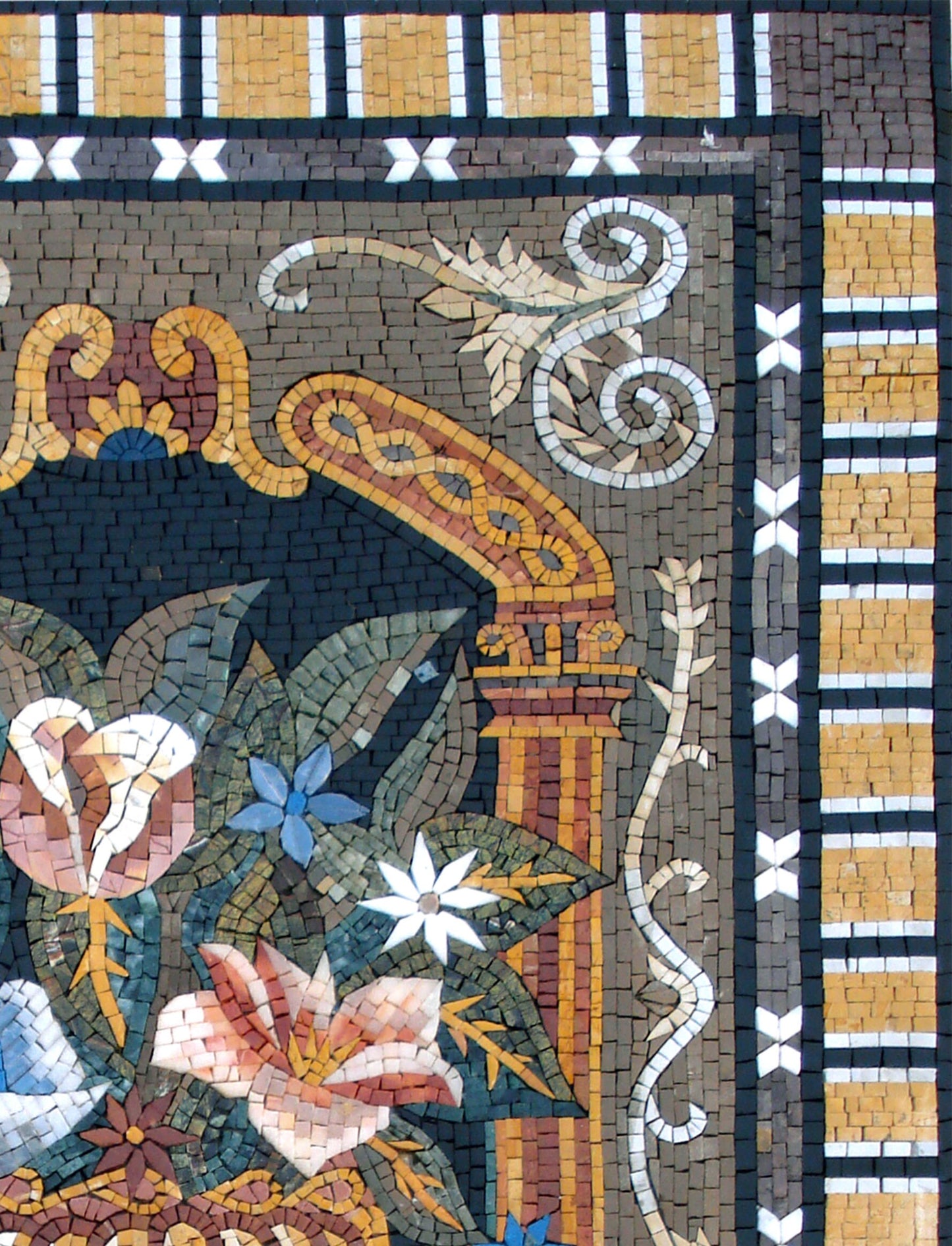 Handmade Marble Mosaic Wall Art: Flower Vase Home Decor (44” x 32”)