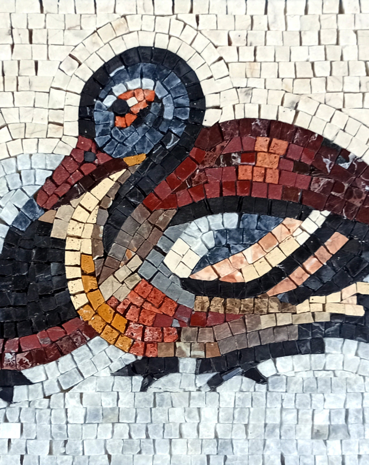 DUCK MOSAIC TILES | Animal Mosaic Tiles For House Warming | Mallard Duck Pair Swimming In Pond Art Tiles For Interior Hall And Room Walls
