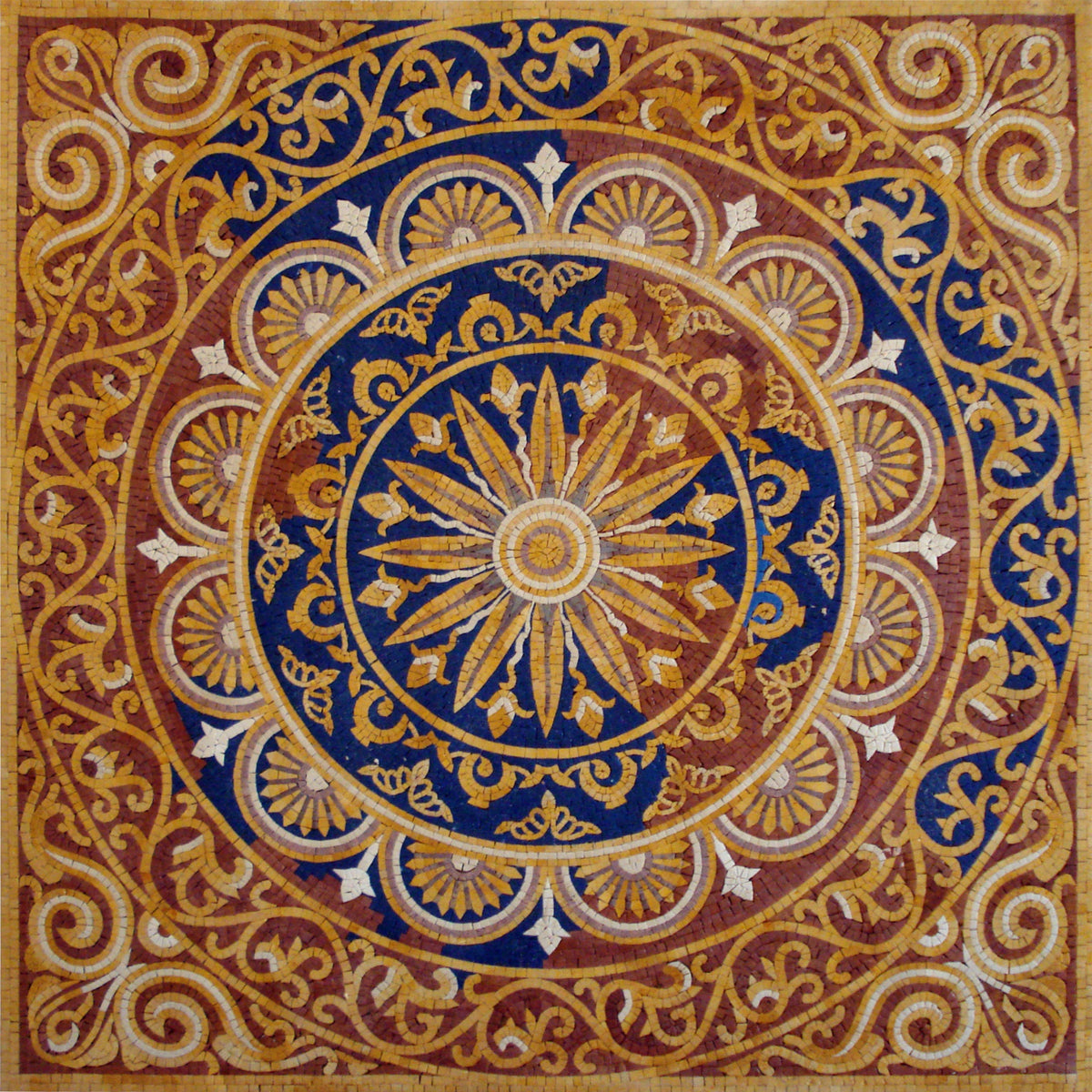 Handmade Medallion Marble Mosaic Tile: 48" Square Backsplash