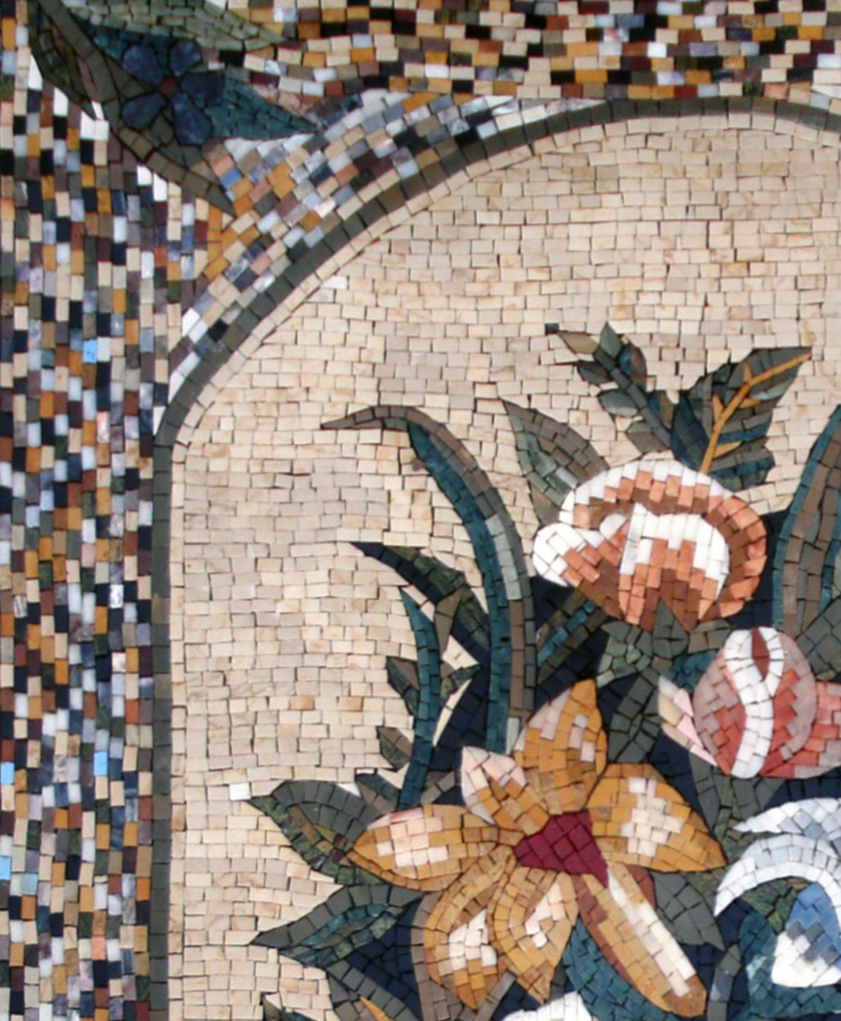 Handmade Marble Mosaic Wall Art: Flower Vase Home Decor (44” x 32")