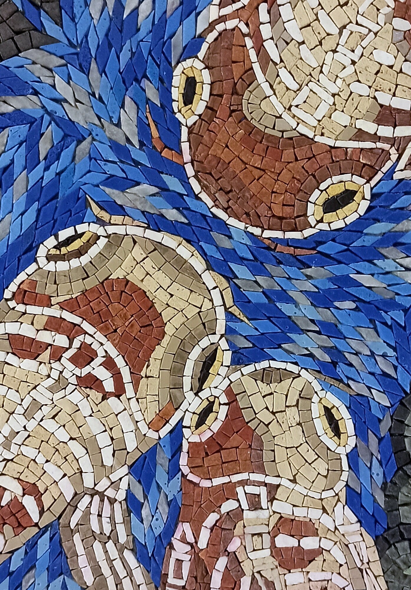 Koi Fish Mosaic Tile Art: Handmade Stone Wall Decor (32x20)