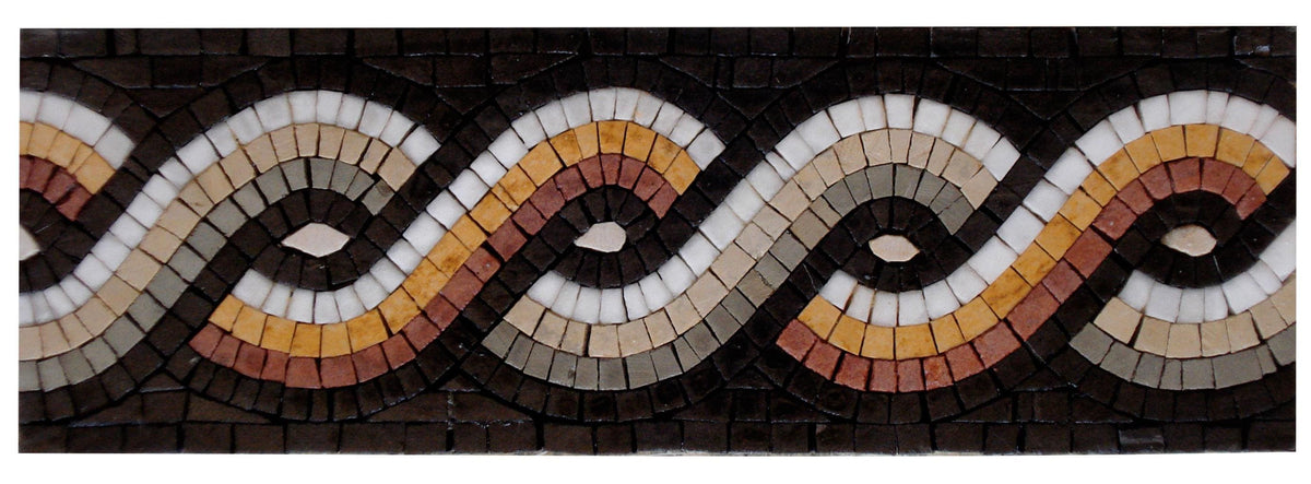 Handmade Marble Mosaic Border: Multicolored Woven Braid, Boho Wall Accent