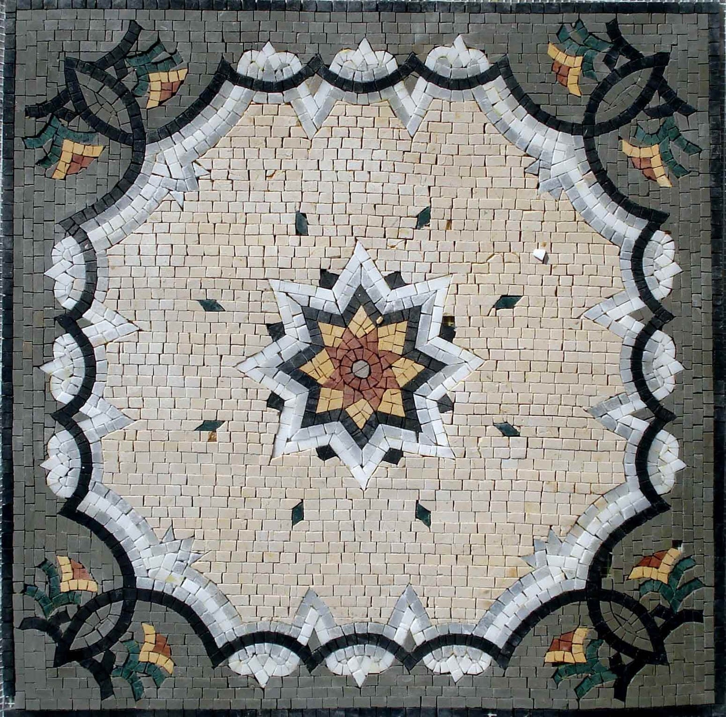 24" Handmade Marble Mosaic Square Floor Interior Home Décor Art Tile Stone.