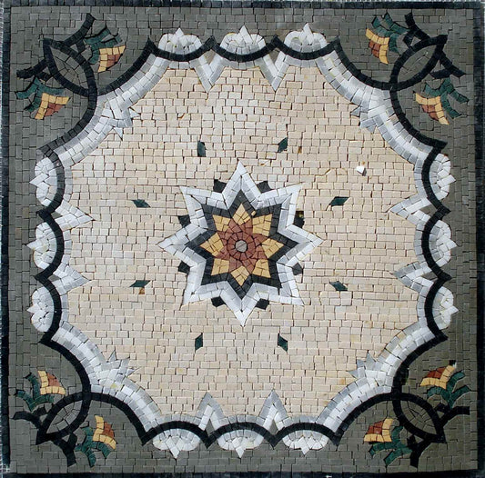 24" Handmade Marble Mosaic Square Floor Interior Home Décor Art Tile Stone.