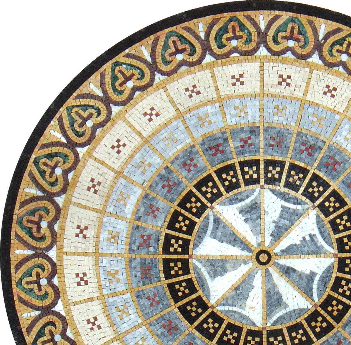 36" Handmade Pattern Mosaic Medallion: Artful Tile Décor in Natural Marble Craftsmanship - Customization available