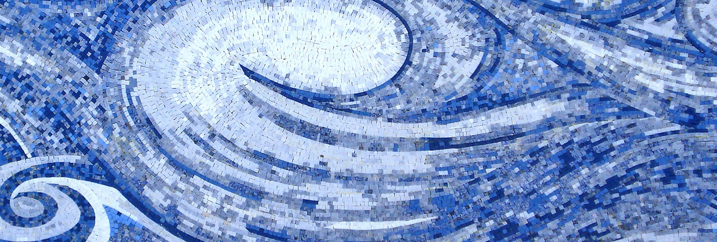 LS003 Ocean Waves Handmade Marble Mosaic Backsplash