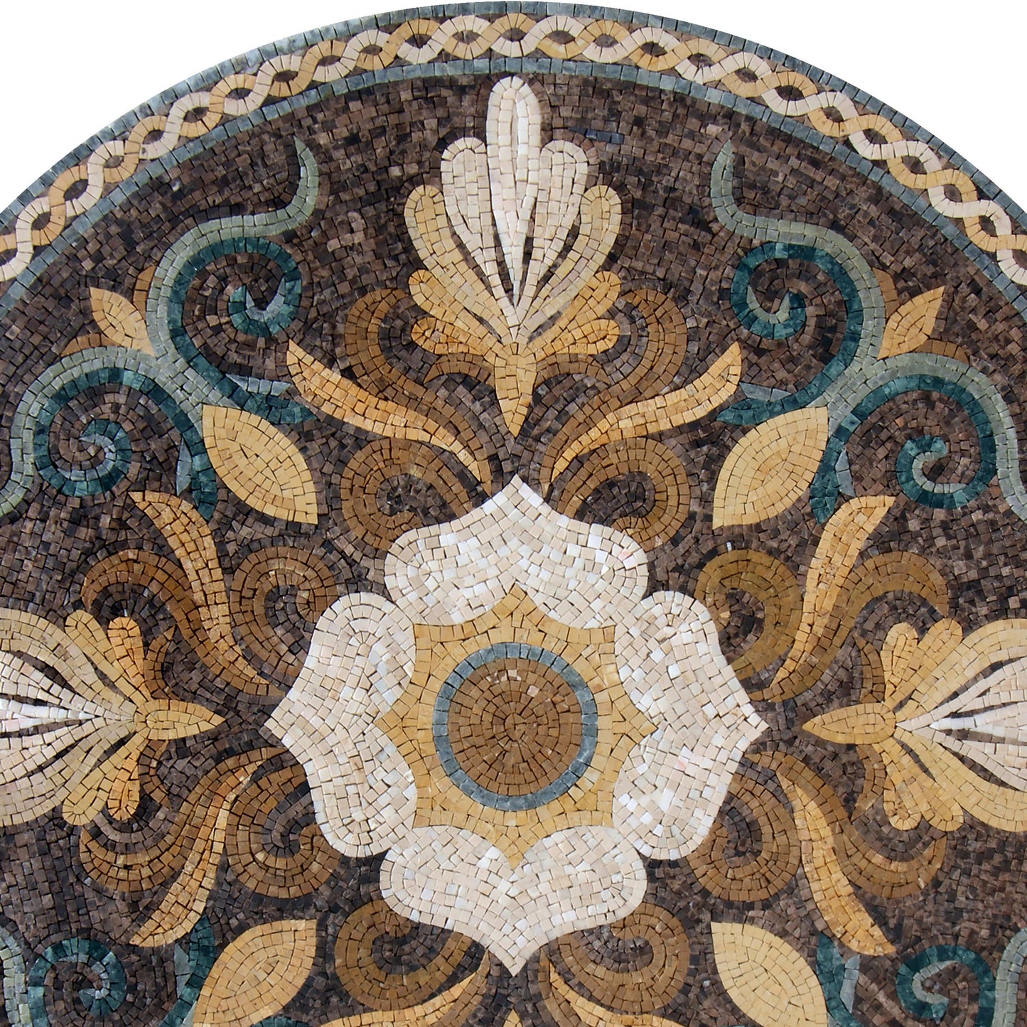 Golden Bloom - Handmade Floral-Inspired Patterned Mosaic Medallion - Customization available