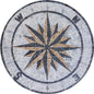 Handmade Compass Rose Mosaic Tile: Nautical Marble Medallion (18" Diameter)