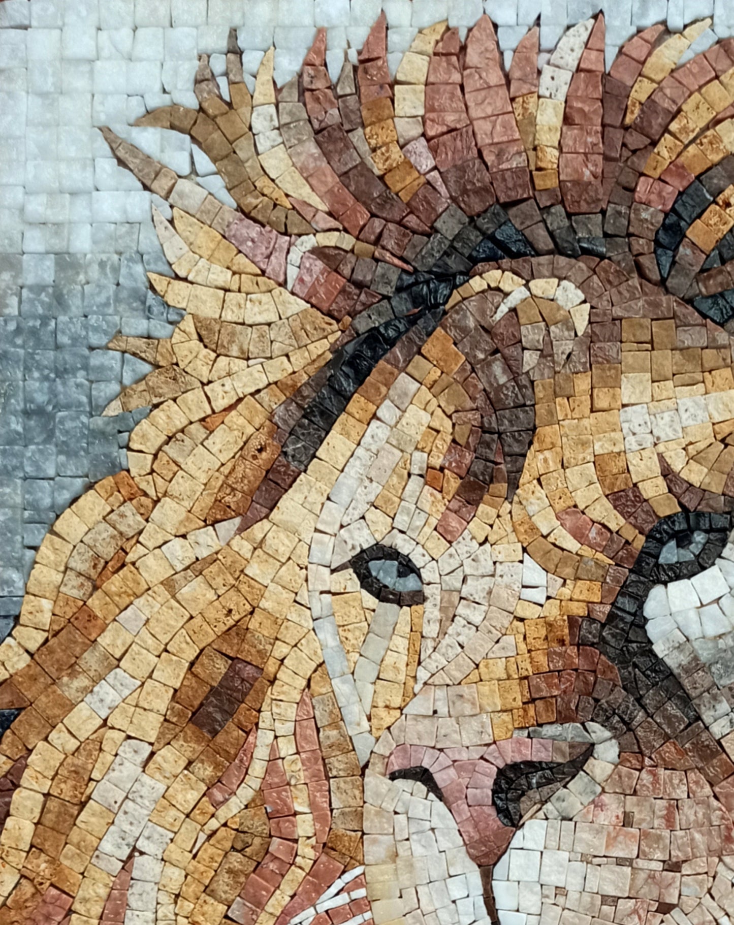 Handmade Lion Mosaic Tile Art: Wild Jungle Wall Decor