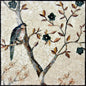 Custom Bird on Tree Mosaic Wall Art – Handmade Marble Tile Medallion, Nature-Inspired Decor