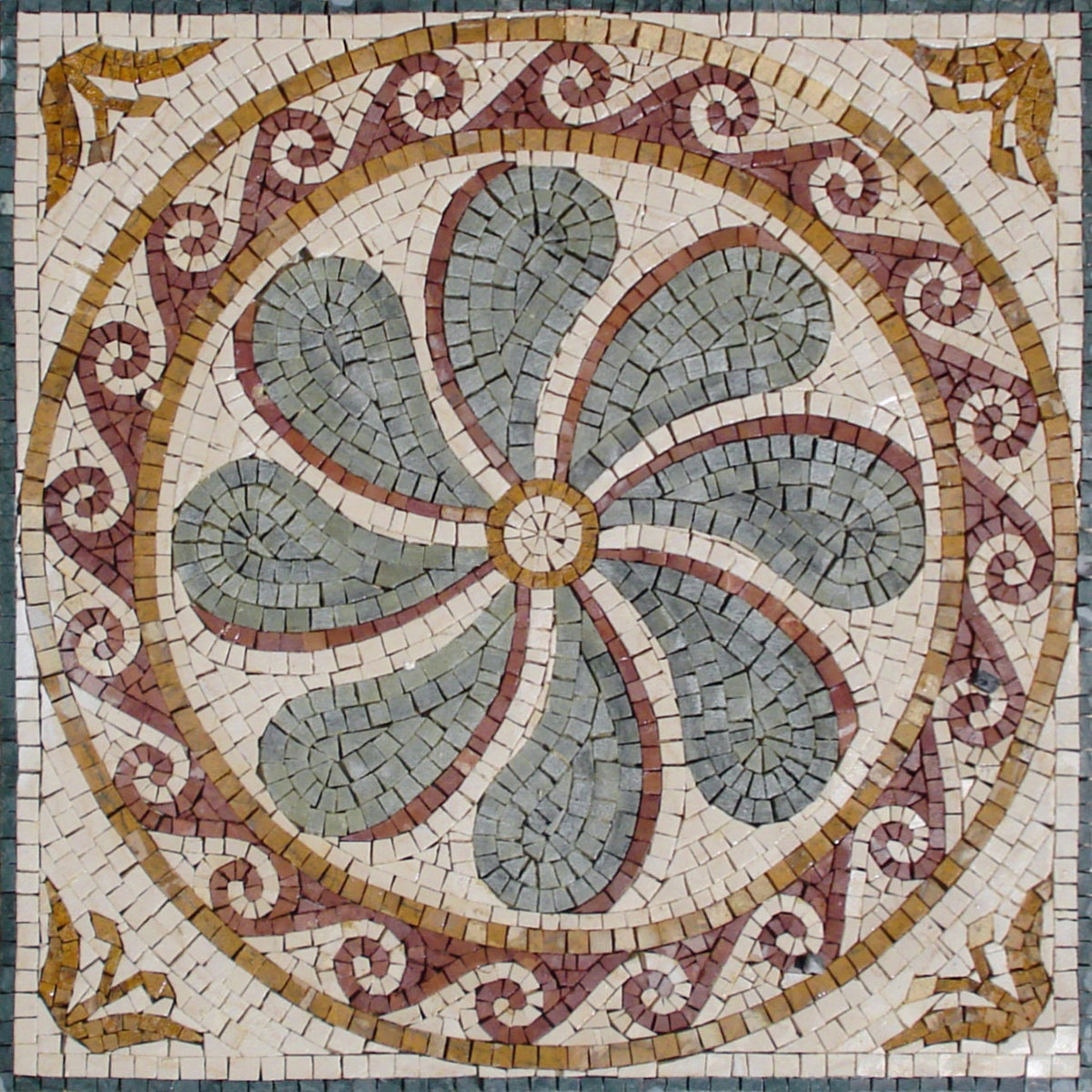 Handmade Floral Marble Mosaic Tile Backsplash (24”x 24")