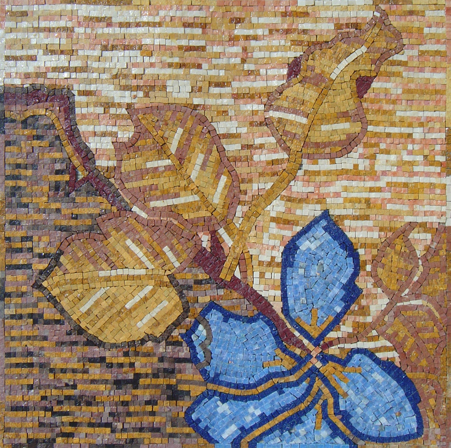 Abstract Leaves Marble Mosaic Tile: Handmade Backsplash (24” x 24”)