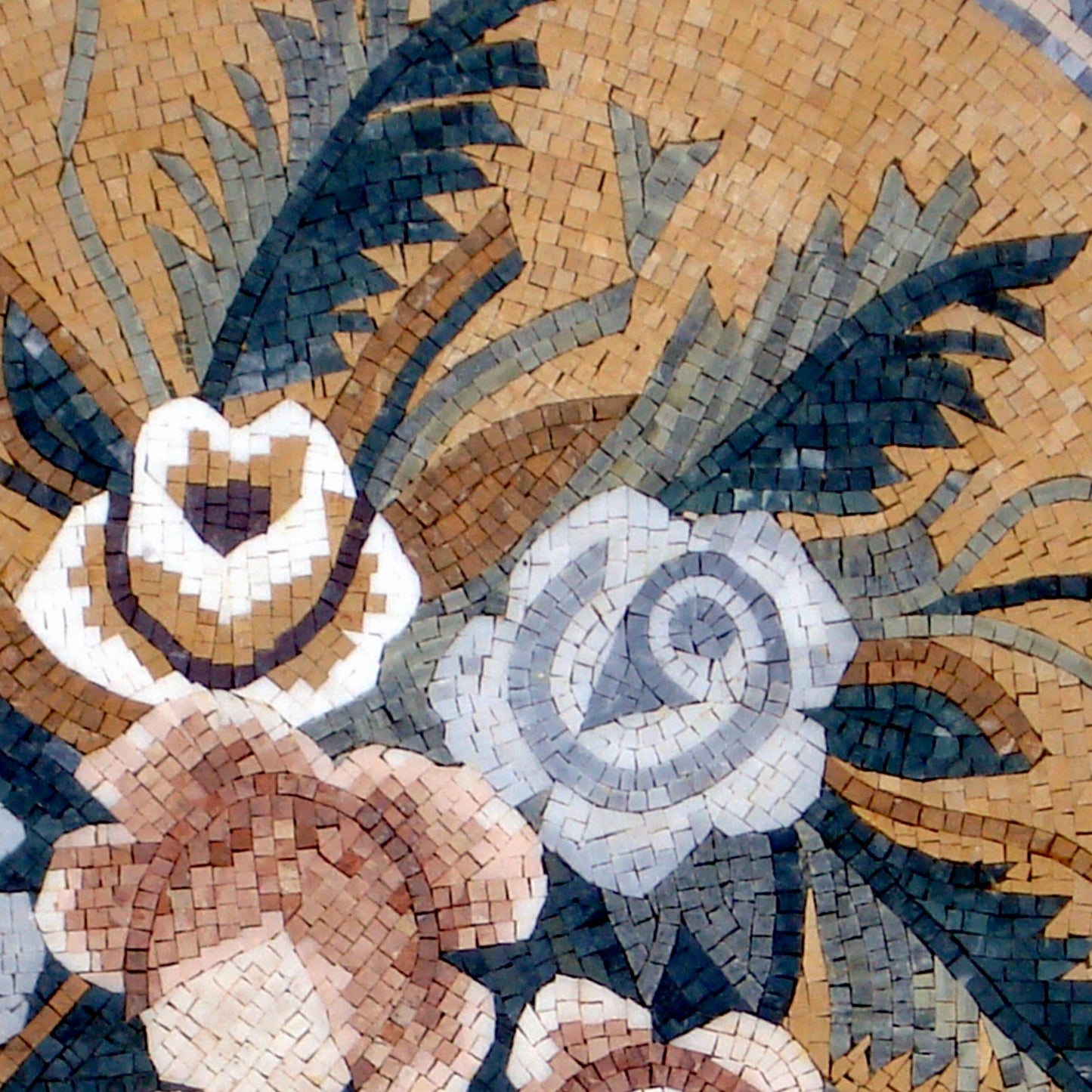 Elegant 32-Inch Handmade Marble Mosaic Medallion - Floral Pattern Art Tile Stone Décor - Customization available
