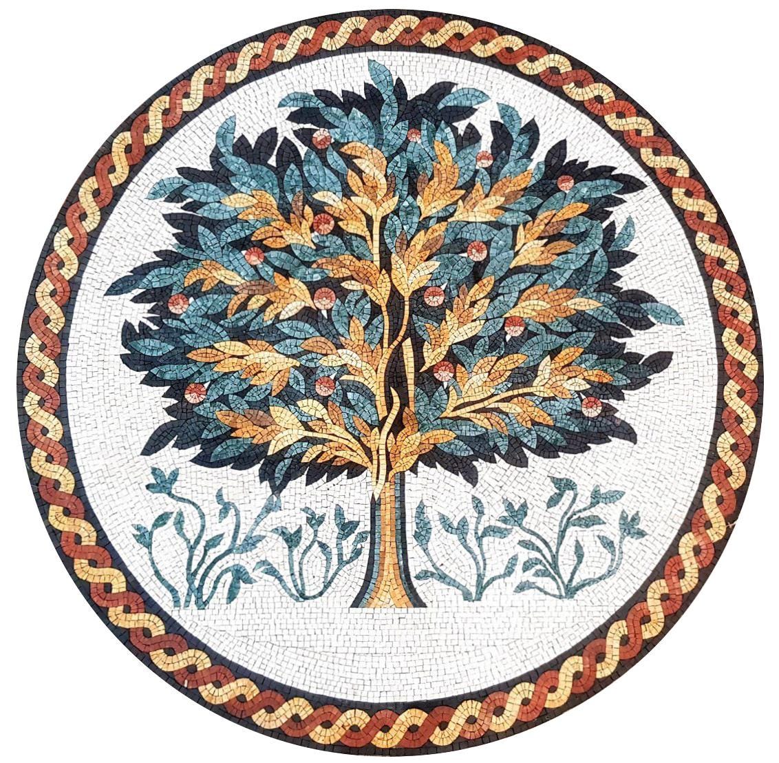 Handmade Tree of Life Mosaic Art: Marble Tile Backsplash
