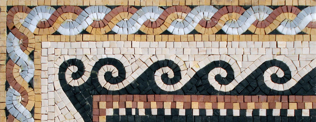 8″ Multi‑Pattern Greek‑Key Border Mosaic – Handmade Marble Tile Trim, Customization available