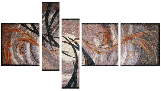 Handmade Abstract Landscape Mosaic Tile Backsplash: Marble Stone Wall Art