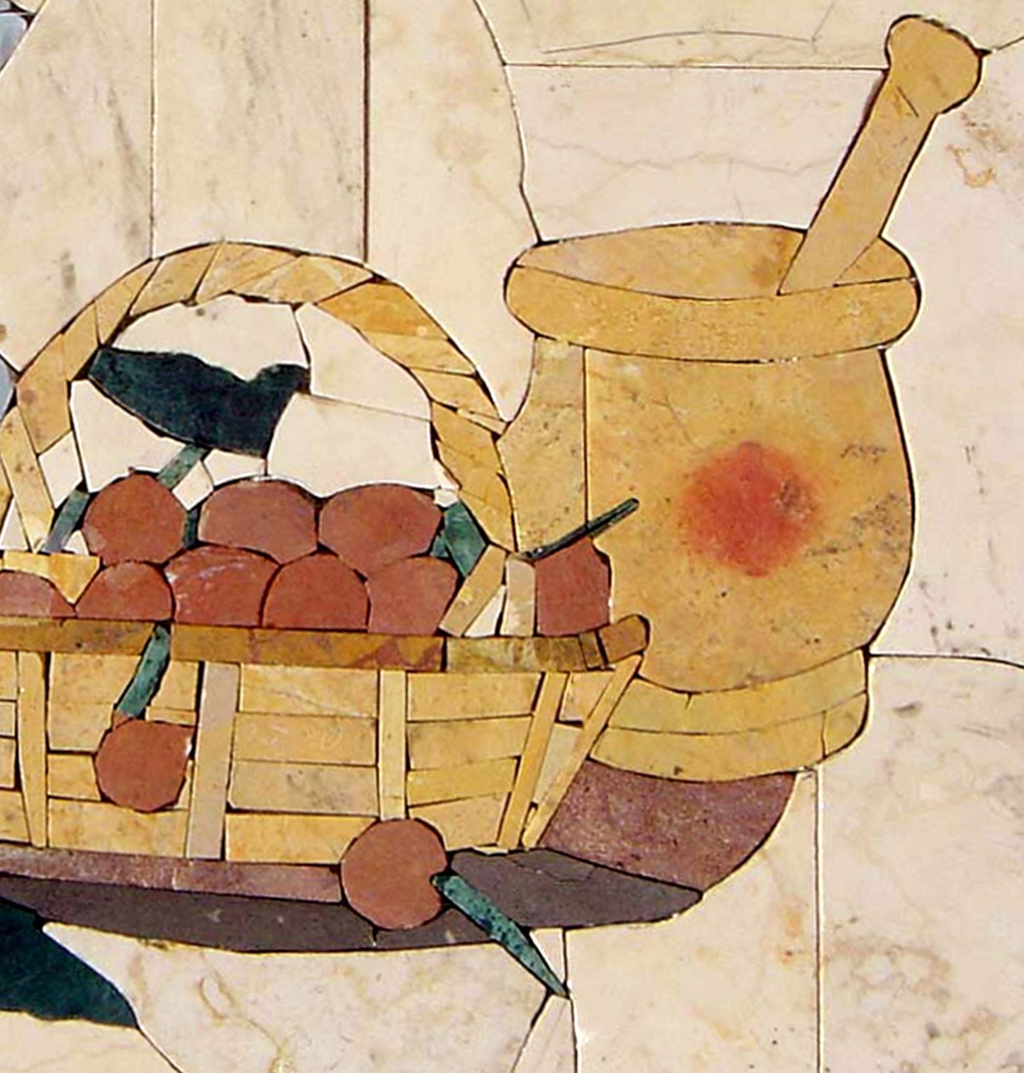 Handmade Fruit Mosaic Stone Tile Art: Kitchen Backsplash Decor