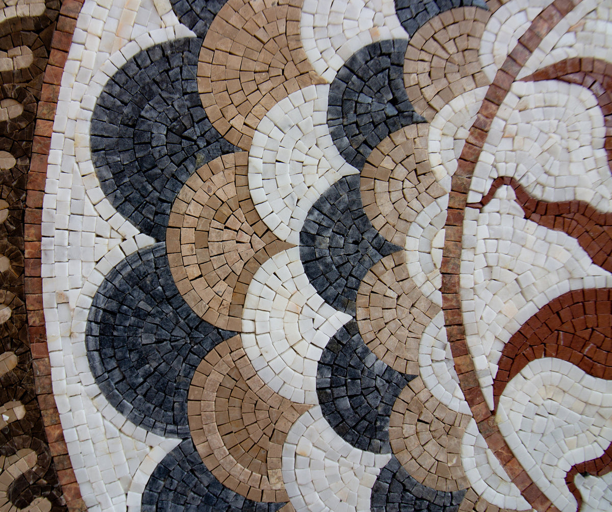 Harmony in Circles - Pattern Round Mosaic Medallion Art Tile - Customization available