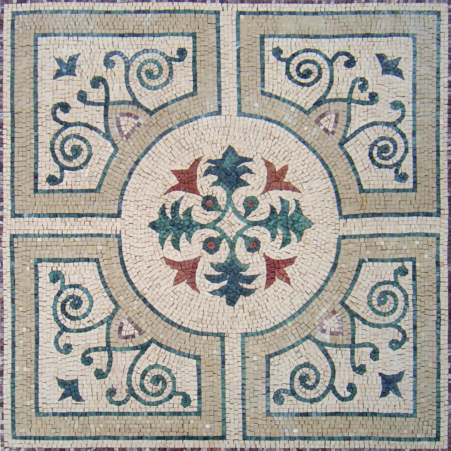 Handmade Geometric Marble Mosaic Backsplash: 48" Square Medallion