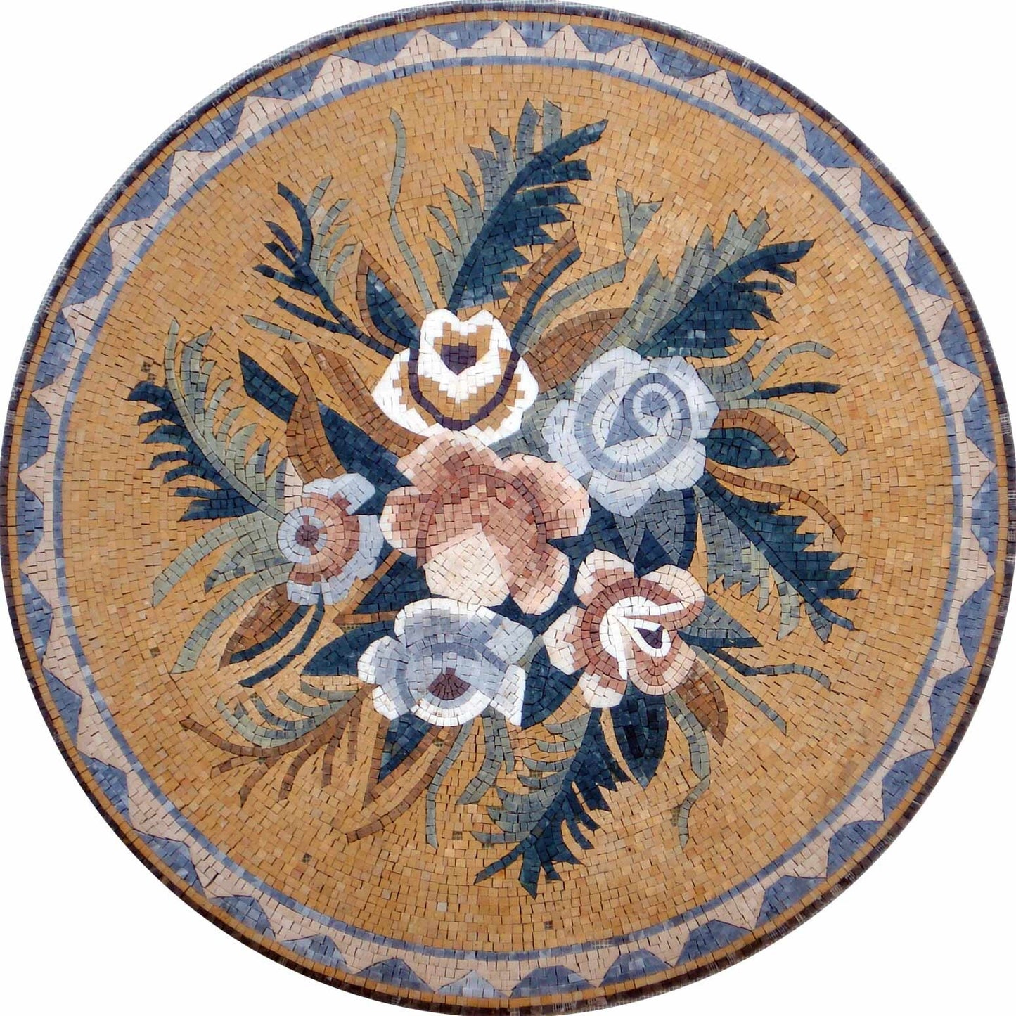 Floral Splendor - Handcrafted Mosaic Medallion - A Blossoming Tapestry for Your Home - Customization available