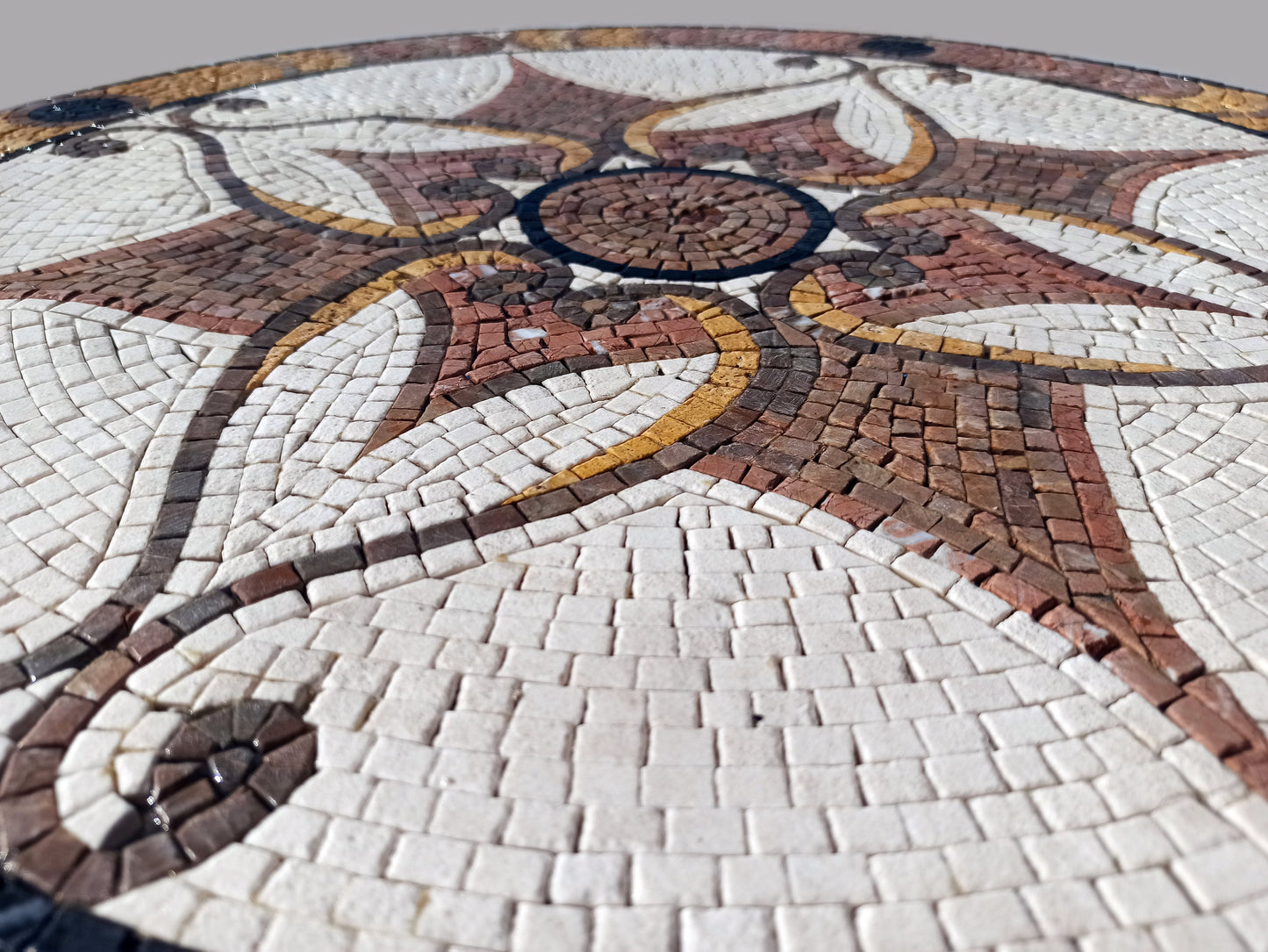 Handmade Dusky Rose Marble Mosaic Medallion Art - 25"
