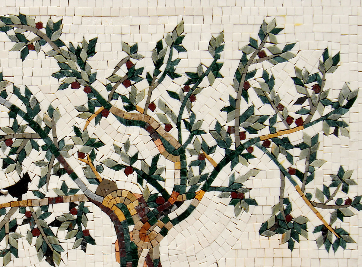 OLIVE TREE MOSAIC - Backsplash Marble Mosaic Tiles. Customization. Handcrafted Roman Mosaics