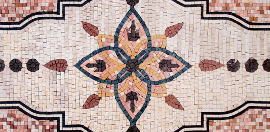 Handmade Marble Mosaic Rug: Colorful Stone Tile Carpet (48” x 24”)